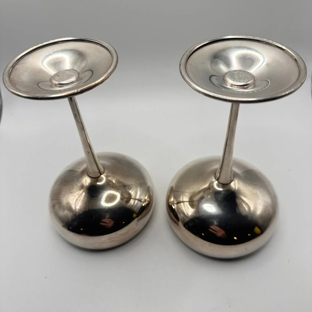 Vintage EL DeLiberti Italy Silver Plated Champagne Coupe Glasses Set of 2